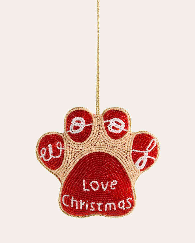 Woof Paw Love Christmas Beaded Ornament